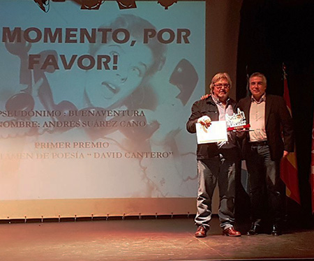 El cuellarano Andrés Suarez ganador del Certamen de poesía «David Cantero»
