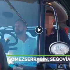 El líder de Vox, Santiago Abascal, «en tractor» en Gomezserracín